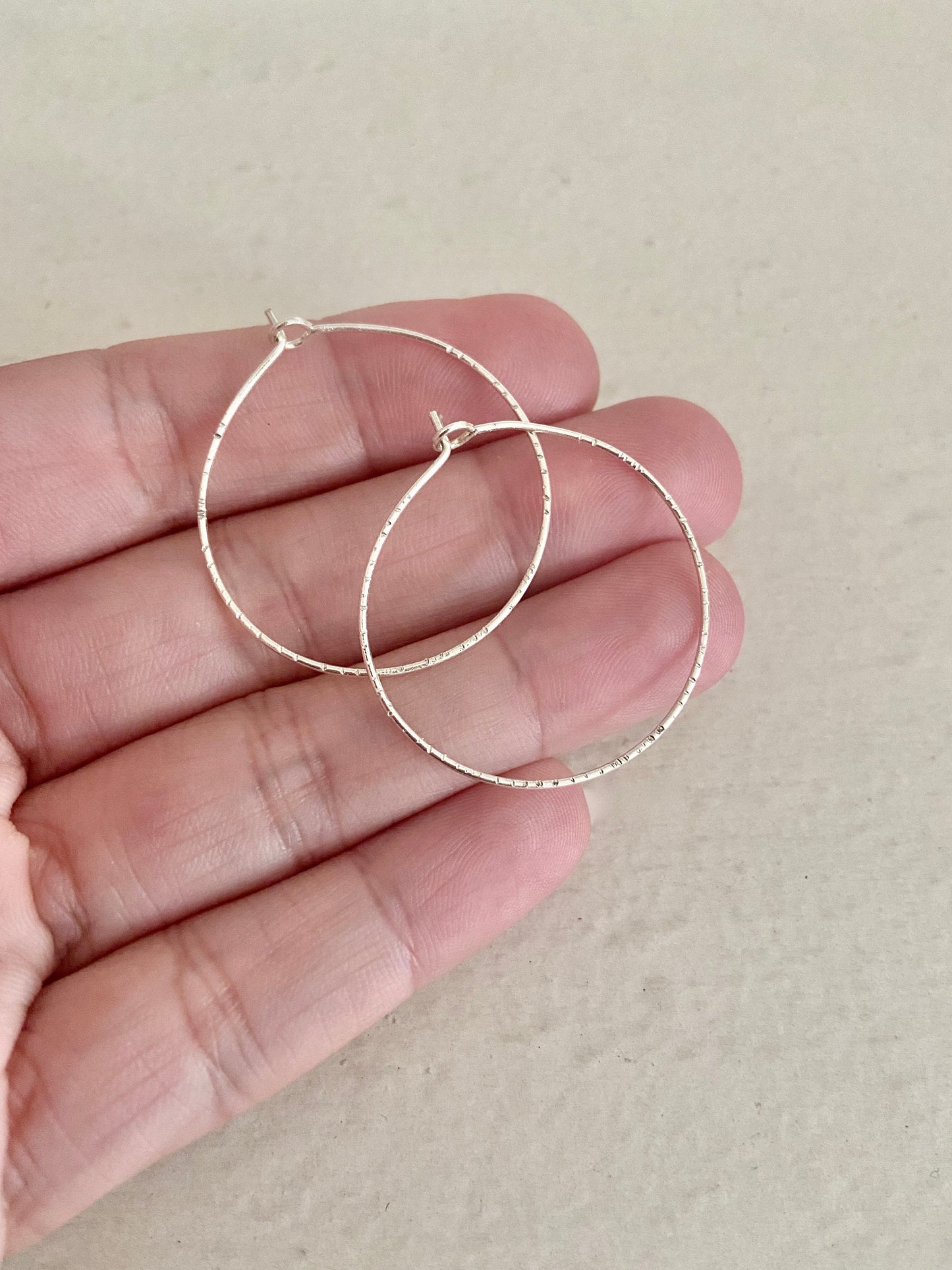 Silver Hammered Hoop Earrings