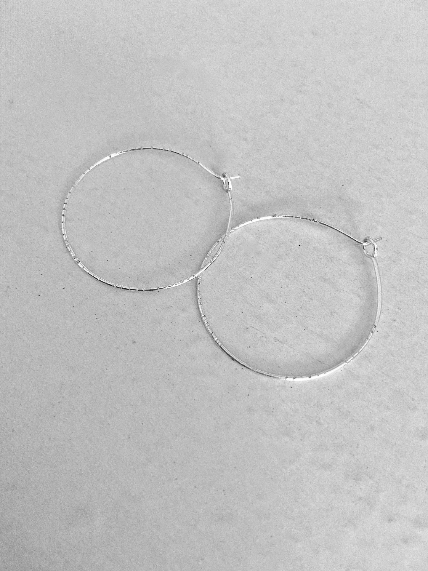 Silver Hammered Hoop Earrings