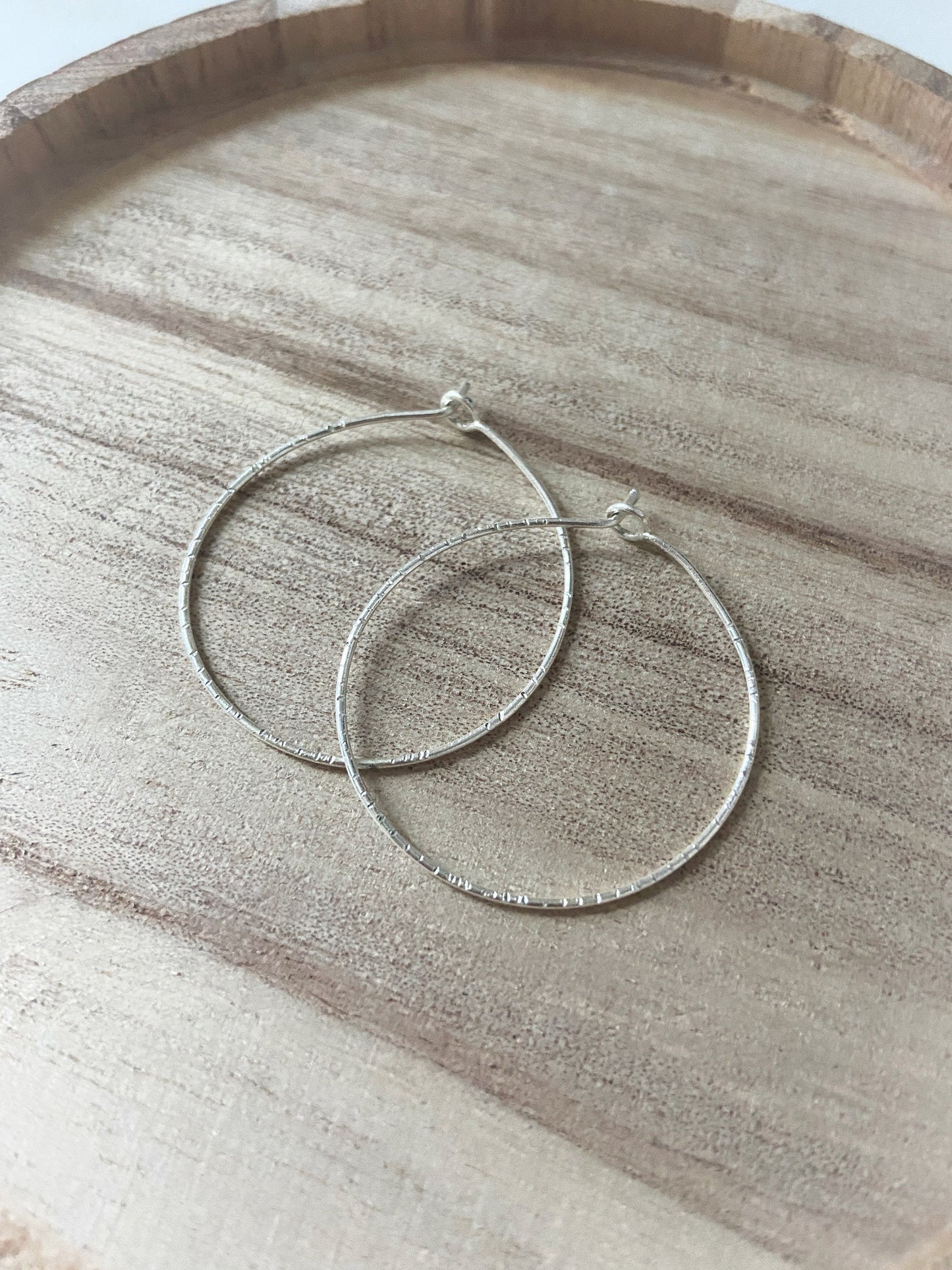 Silver Hammered Hoop Earrings